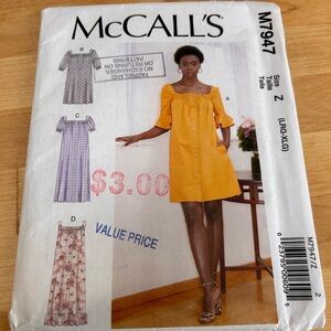 McCalls M7947-uncut dress pattern- large /exlarge real chic dress.